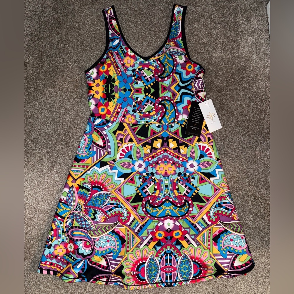 NWT Johnny Was Bee Active Geometric Scoop Back Fit & Flare Tennis Dress Medium M